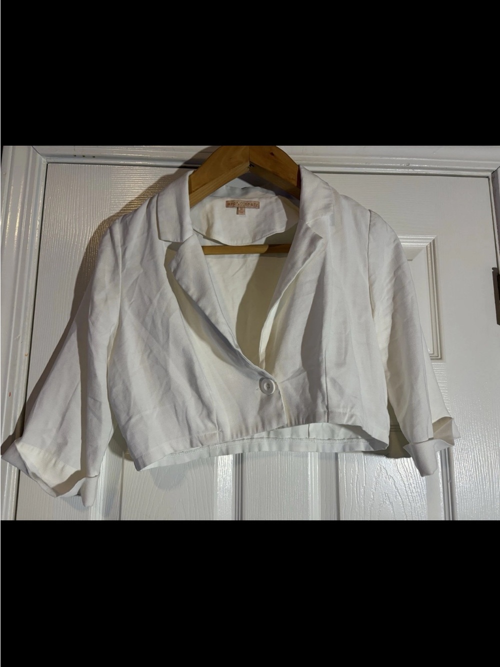 Cropped White Blazer-Style Crop Top